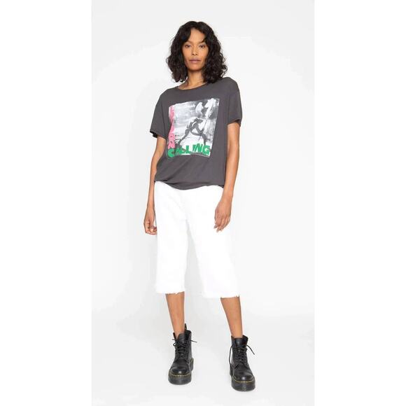 Free People x Sandrine Rose White Frayed Hem Denim Bermuda Short - 29 - Picture 1 of 10